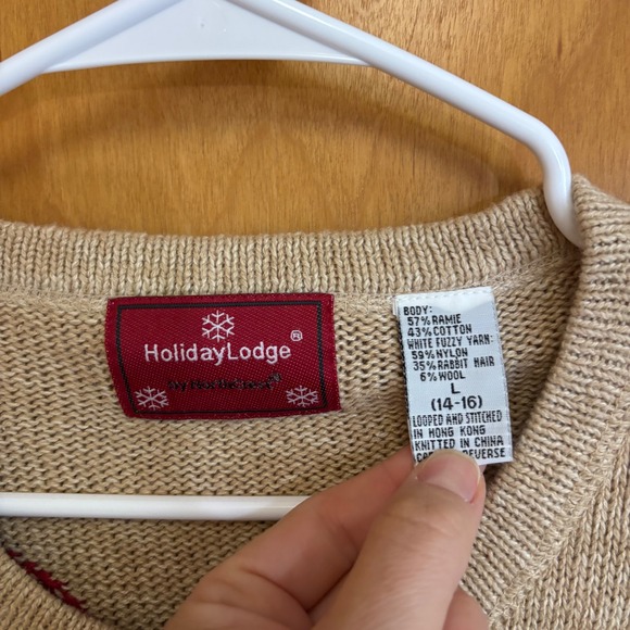 Holiday Lodge Christmas Cardigan Sweater Womens L Holiday Winter Moose Cabin - Picture 3 of 6